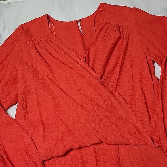 Free People Check On It Flame Red Top - Picture 2 of 5